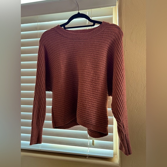 PINK ROSE BRICK ORANGE CROP SWEATER - Picture 1 of 6